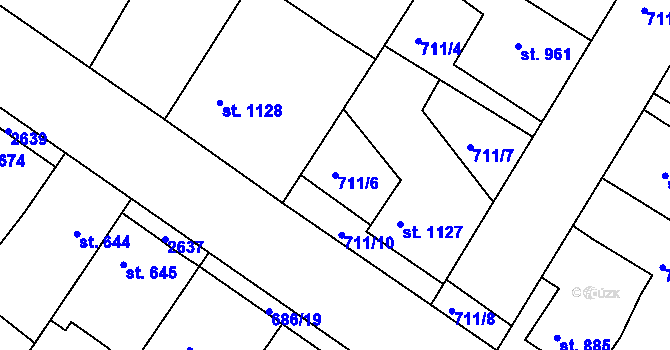 Parcela st. 711/6 v KÚ Chlumec nad Cidlinou, Katastrální mapa