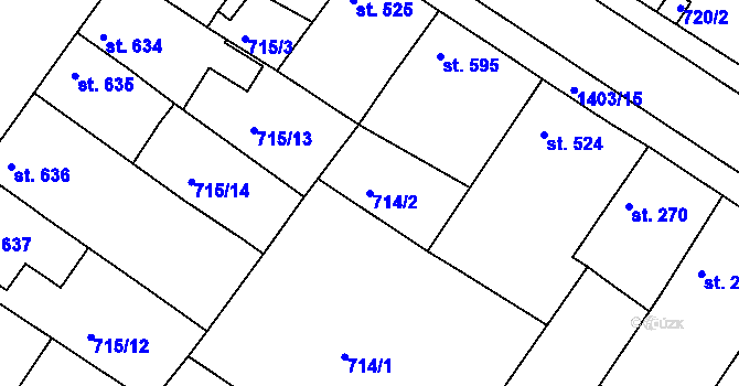 Parcela st. 714/2 v KÚ Chlumec nad Cidlinou, Katastrální mapa