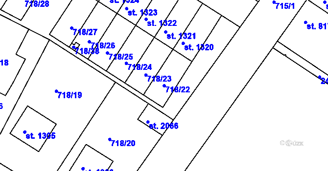 Parcela st. 718/22 v KÚ Chlumec nad Cidlinou, Katastrální mapa