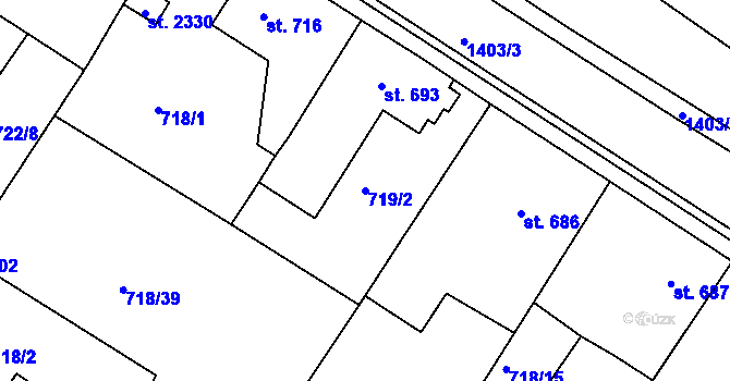 Parcela st. 719/2 v KÚ Chlumec nad Cidlinou, Katastrální mapa