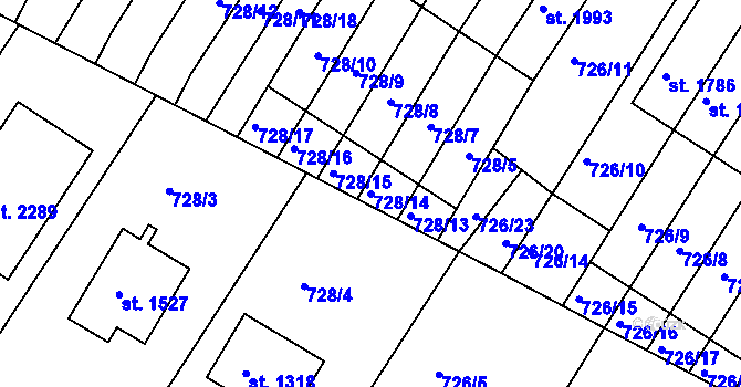 Parcela st. 728/14 v KÚ Chlumec nad Cidlinou, Katastrální mapa