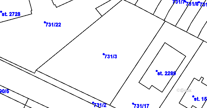 Parcela st. 731/3 v KÚ Chlumec nad Cidlinou, Katastrální mapa