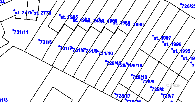 Parcela st. 731/10 v KÚ Chlumec nad Cidlinou, Katastrální mapa
