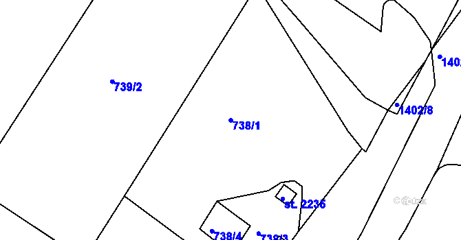 Parcela st. 738/1 v KÚ Chlumec nad Cidlinou, Katastrální mapa