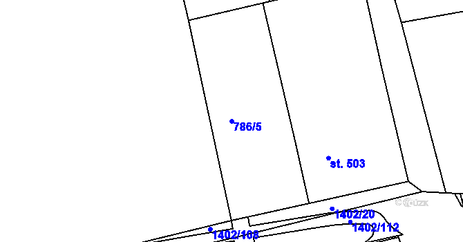 Parcela st. 786/5 v KÚ Chlumec nad Cidlinou, Katastrální mapa