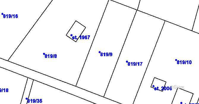 Parcela st. 819/9 v KÚ Chlumec nad Cidlinou, Katastrální mapa