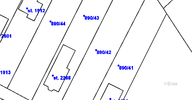 Parcela st. 890/42 v KÚ Chlumec nad Cidlinou, Katastrální mapa