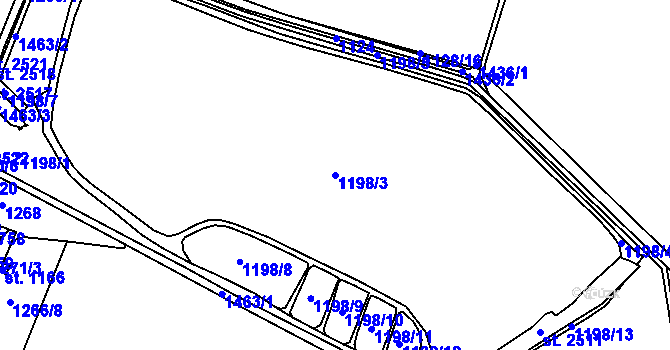 Parcela st. 1198/3 v KÚ Chlumec nad Cidlinou, Katastrální mapa