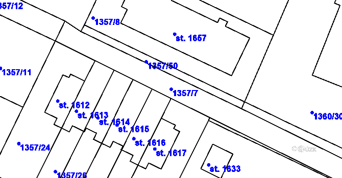 Parcela st. 1357/7 v KÚ Chlumec nad Cidlinou, Katastrální mapa