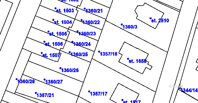 Parcela st. 1357/18 v KÚ Chlumec nad Cidlinou, Katastrální mapa