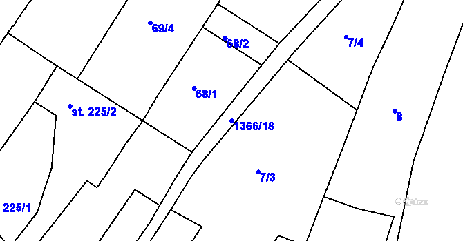 Parcela st. 1366/18 v KÚ Chlumec nad Cidlinou, Katastrální mapa
