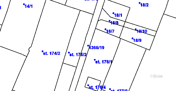 Parcela st. 1366/19 v KÚ Chlumec nad Cidlinou, Katastrální mapa