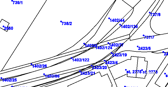 Parcela st. 1402/3 v KÚ Chlumec nad Cidlinou, Katastrální mapa
