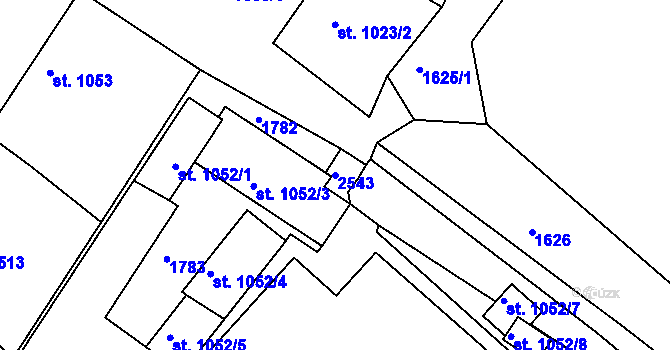 Parcela st. 2543 v KÚ Chlumec nad Cidlinou, Katastrální mapa