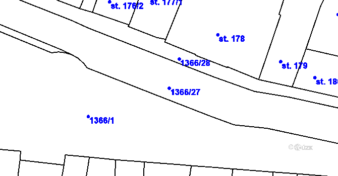 Parcela st. 1366/27 v KÚ Chlumec nad Cidlinou, Katastrální mapa