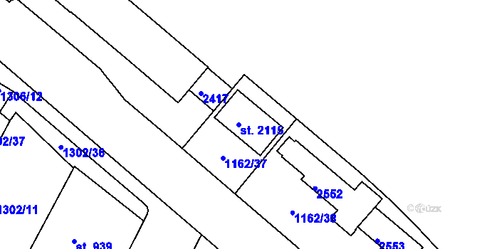 Parcela st. 2115 v KÚ Chlumec nad Cidlinou, Katastrální mapa