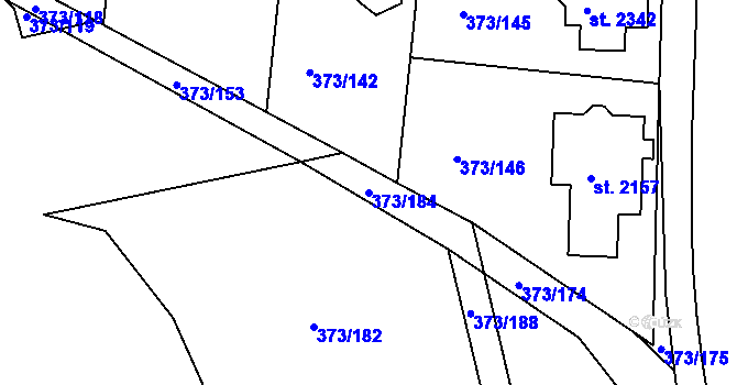 Parcela st. 373/184 v KÚ Chlumec nad Cidlinou, Katastrální mapa