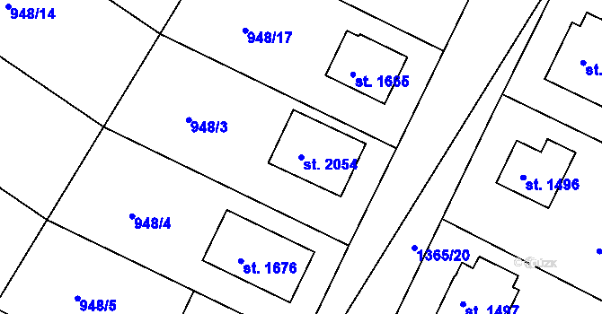 Parcela st. 2054 v KÚ Chlumec nad Cidlinou, Katastrální mapa