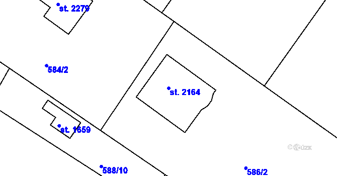 Parcela st. 2164 v KÚ Chlumec nad Cidlinou, Katastrální mapa