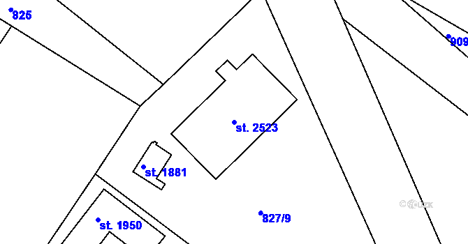 Parcela st. 2523 v KÚ Chlumec nad Cidlinou, Katastrální mapa