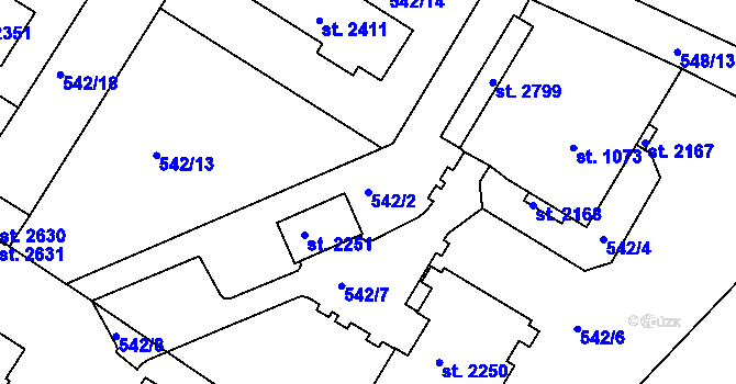 Parcela st. 542/2 v KÚ Chlumec nad Cidlinou, Katastrální mapa