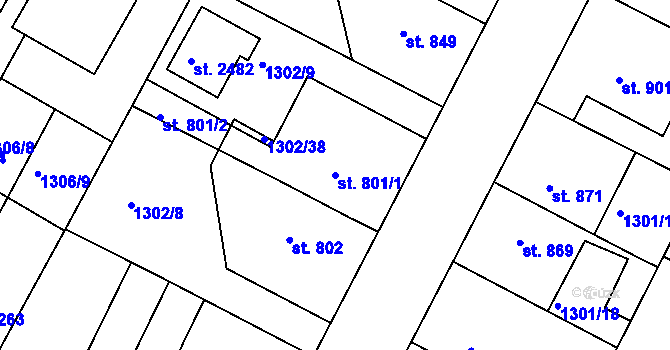 Parcela st. 801/1 v KÚ Chlumec nad Cidlinou, Katastrální mapa