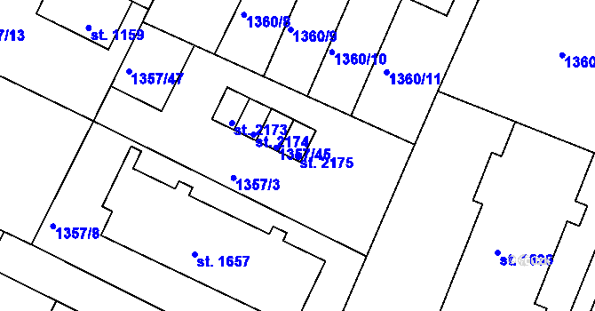 Parcela st. 2175 v KÚ Chlumec nad Cidlinou, Katastrální mapa