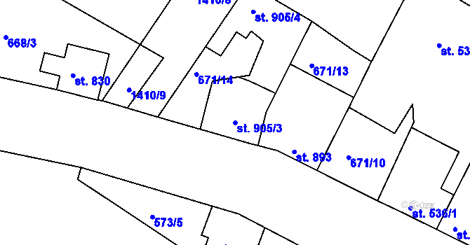 Parcela st. 905/3 v KÚ Chlumec nad Cidlinou, Katastrální mapa