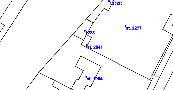 Parcela st. 2041 v KÚ Chlumec nad Cidlinou, Katastrální mapa