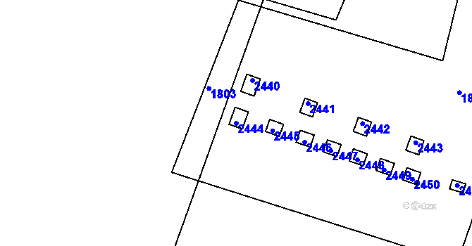 Parcela st. 2444 v KÚ Chlumec nad Cidlinou, Katastrální mapa