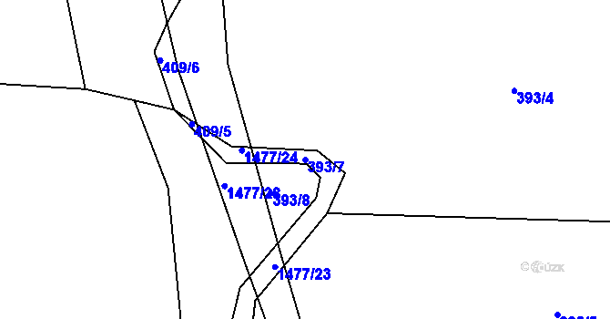 Parcela st. 393/7 v KÚ Chlumec nad Cidlinou, Katastrální mapa