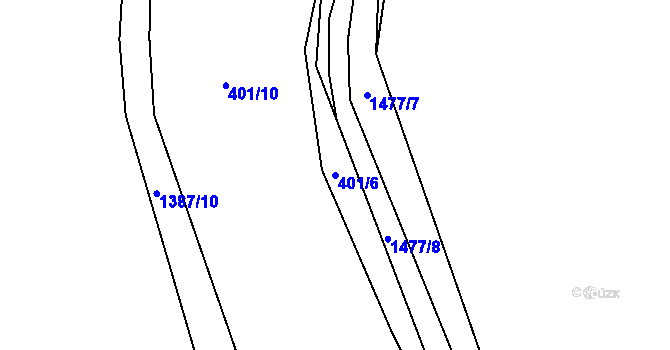 Parcela st. 401/6 v KÚ Chlumec nad Cidlinou, Katastrální mapa