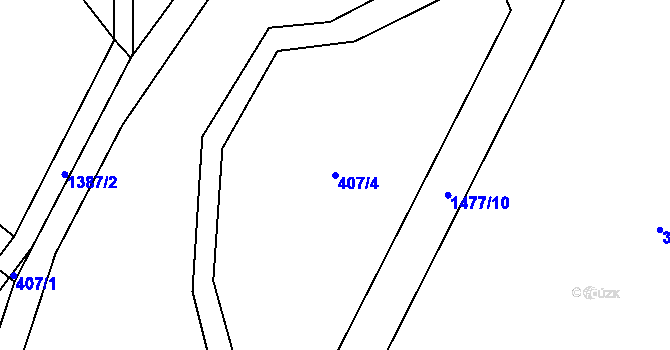 Parcela st. 407/4 v KÚ Chlumec nad Cidlinou, Katastrální mapa