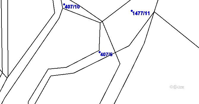Parcela st. 407/5 v KÚ Chlumec nad Cidlinou, Katastrální mapa