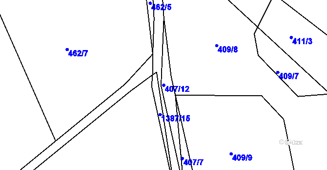 Parcela st. 407/12 v KÚ Chlumec nad Cidlinou, Katastrální mapa