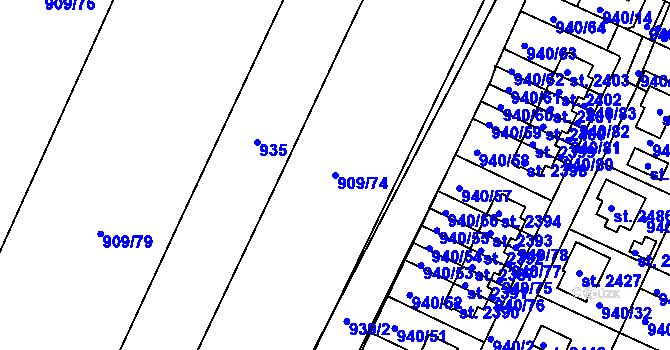 Parcela st. 909/74 v KÚ Chlumec nad Cidlinou, Katastrální mapa