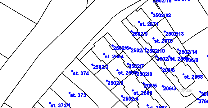 Parcela st. 2564 v KÚ Chlumec nad Cidlinou, Katastrální mapa