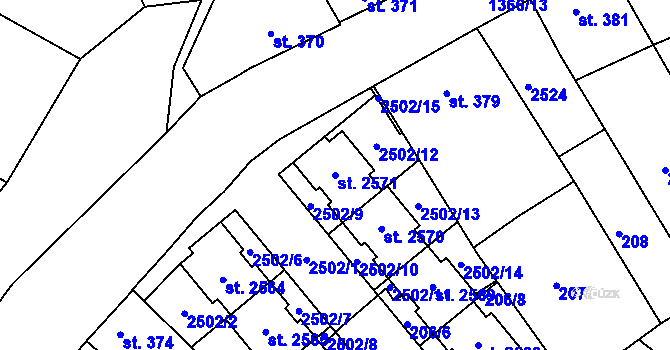 Parcela st. 2571 v KÚ Chlumec nad Cidlinou, Katastrální mapa