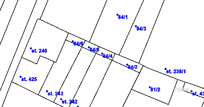 Parcela st. 84/4 v KÚ Chlumec nad Cidlinou, Katastrální mapa