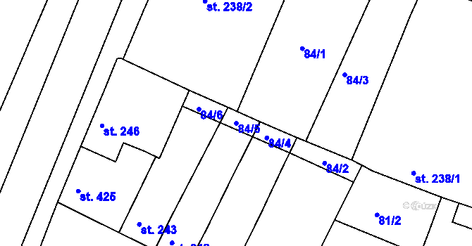 Parcela st. 84/5 v KÚ Chlumec nad Cidlinou, Katastrální mapa
