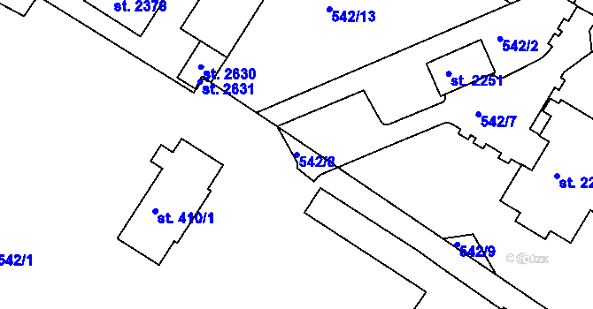 Parcela st. 542/8 v KÚ Chlumec nad Cidlinou, Katastrální mapa