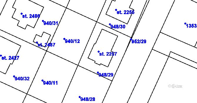 Parcela st. 2257 v KÚ Chlumec nad Cidlinou, Katastrální mapa