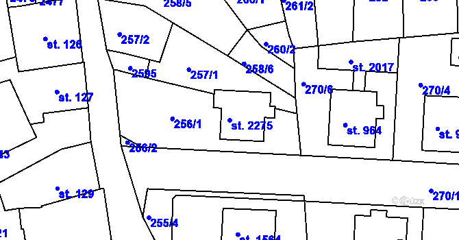 Parcela st. 2275 v KÚ Chlumec nad Cidlinou, Katastrální mapa