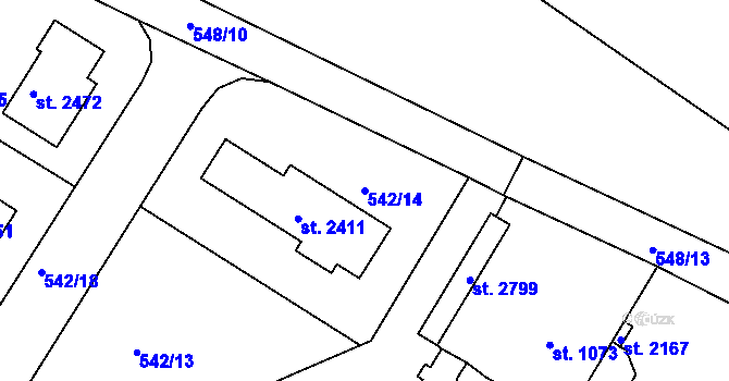 Parcela st. 542/14 v KÚ Chlumec nad Cidlinou, Katastrální mapa
