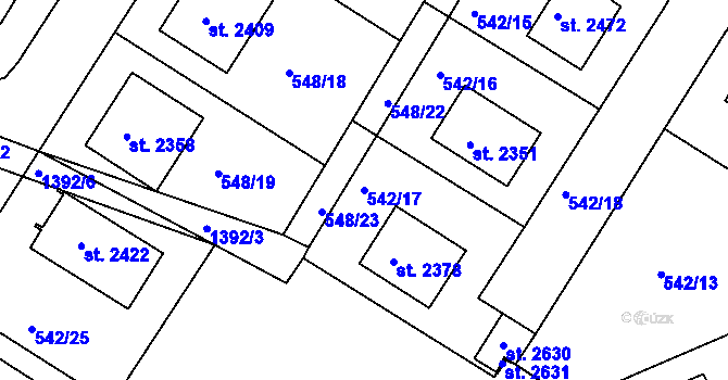 Parcela st. 542/17 v KÚ Chlumec nad Cidlinou, Katastrální mapa