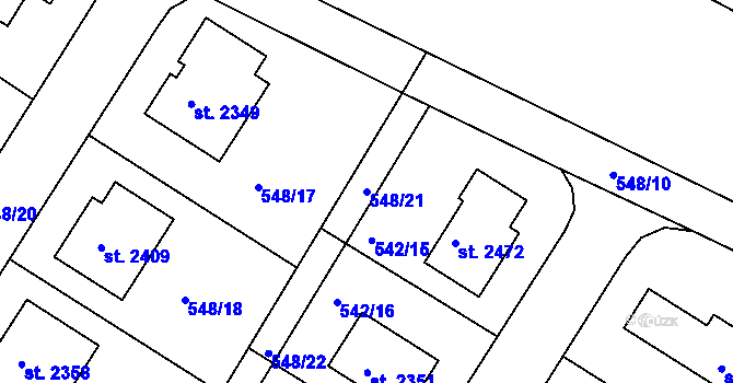 Parcela st. 548/21 v KÚ Chlumec nad Cidlinou, Katastrální mapa