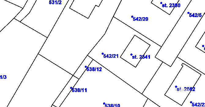 Parcela st. 542/21 v KÚ Chlumec nad Cidlinou, Katastrální mapa