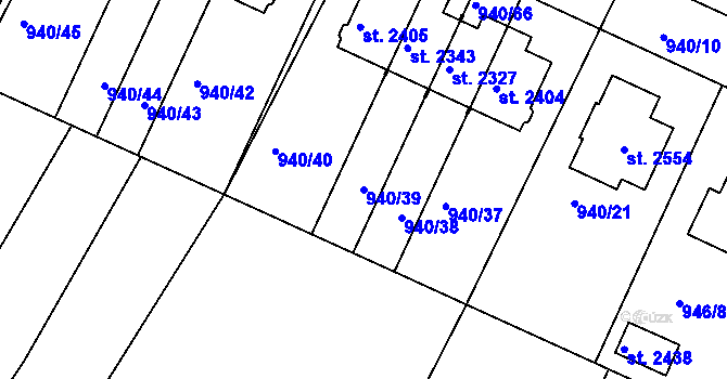 Parcela st. 940/39 v KÚ Chlumec nad Cidlinou, Katastrální mapa