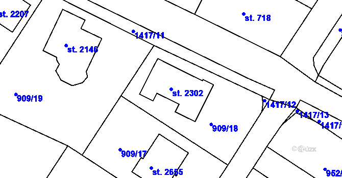 Parcela st. 2302 v KÚ Chlumec nad Cidlinou, Katastrální mapa