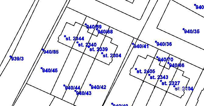 Parcela st. 2304 v KÚ Chlumec nad Cidlinou, Katastrální mapa